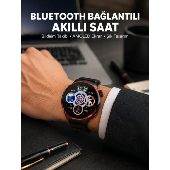 Nevamel® NFC Destekli Akıllı Saat AMOLED Ekranlı Şık Tasarım Yeni Nesil