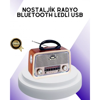 Nevamel® Nostalji Bluetooth Radyo FM AM SW Ahşap Eskitme Tasarım