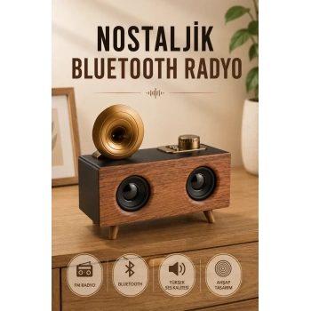 Nevamel® Nostaljik Radyo Bluetooth Bağlantılı Şarjlı Yüksek Ses Kaliteli
