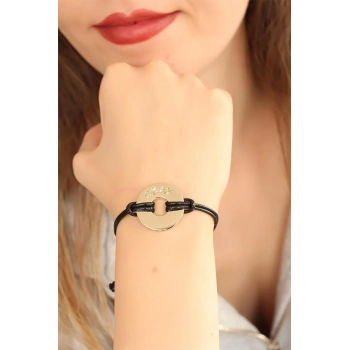 Nevamel® OKAY (İyi) Siyah Deri İpli Unisex Mood Bileklik 5886