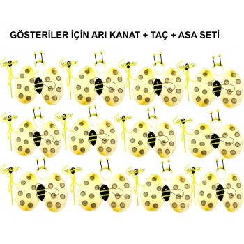 Nevamel Okul Gösterileri için Arı Seti 12 Adet - Taç, Kanat, Asa