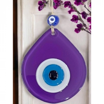 Nevamel Orta Boy Mor Damla Desen Nazar Boncuklu Duvar Dekoru Cam Duvar Süsü