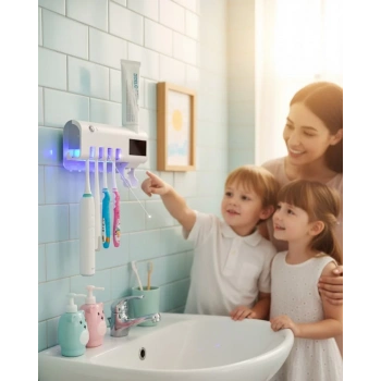 Nevamel® Otomatik Diş Macunu Sıkmalı UV Diş Fırçası Tutucu