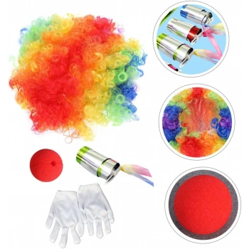 Nevamel Palyaço Saç, Burun, Eldiven, Baston Seti 4lü