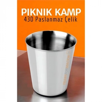 Nevamel® Paslanmaz Çelik Bardak – Kamp Piknik ve Mutfak İçin Dayanıklı Metal Bardak 719313