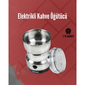 Nevamel Paslanmaz Çelik Elektrikli Kahve Değirmeni | Sessiz Hızlı Çok Amaçlı Öğütücü (200W)