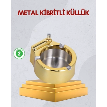 Nevamel® Paslanmaz Çelik Küllük Çakmaklı Masa Üstü Kullanım