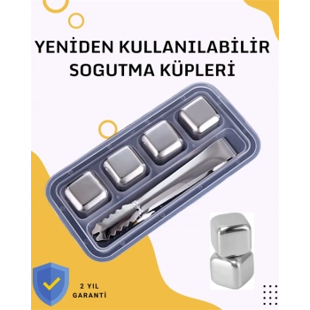 Nevamel Paslanmaz Metal Buz Küpleri-Çok Amaçlı Kullanıma Uygun