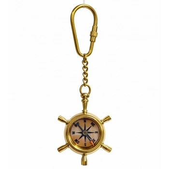 Nevamel® Pirinç Dümen İçinde Pusula Tasarım Anahtarlık