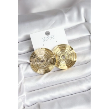 Nevamel® Pirinç Gold Renk Circle Model Kadın Küpe 5886