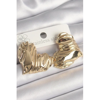 Nevamel® Pirinç Gold Renk İşlemeli Kalp Model Kadın Küpe 5886
