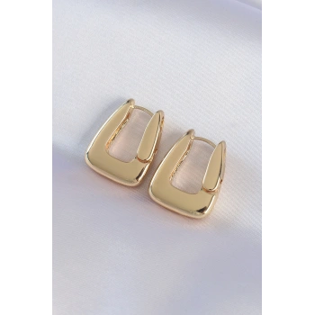 Nevamel® Pirinç Gold Renk Kalın Küpe 5886
