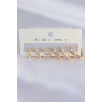 Nevamel® Pirinç Gold Renk Kalp Model Küpe Seti 5886