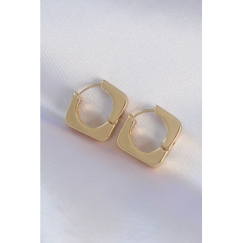 Nevamel® Pirinç Gold Renk Kare Küpe 5886