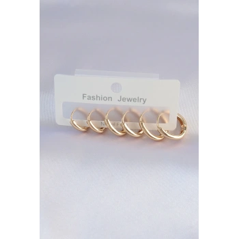Nevamel® Pirinç Gold Renk Oval Küpe Seti 5886