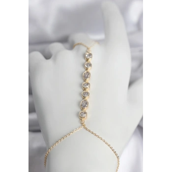 Nevamel® Pirinç Gold Renk Sıralı Zirkon Taşlı Kadın Şahmeran 5886