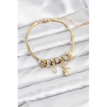 Nevamel® Pirinç Gold Renk Tinkerbell Charmlı Kadın Bileklik 5886