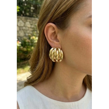 Nevamel® Pirinç Gold Renk Vintage Kadın Küpe 5886