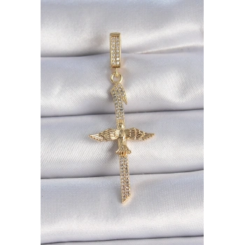 Nevamel® Pirinç Gold Renk Zirkon Taş Detaylı Elif Model Anka Kuşu Figür Ajda Charm 5886