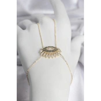 Nevamel® Pirinç Gold Renk Zirkon Taşlı Göz Model Kadın Şahmeran 5886