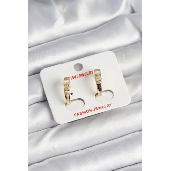 Nevamel® Pirinç Gold Renk Zirkon Taşlı Vintage Kadın Küpe 5886