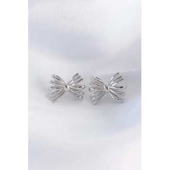 Nevamel® Pirinç Gümüş Renk Fiyonk Küpe 5886