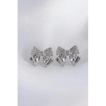Nevamel® Pirinç Gümüş Renk Fiyonk Küpe 5886
