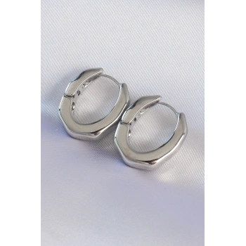 Nevamel® Pirinç Gümüş Renk Kalın Kemik Model Küpe 5886