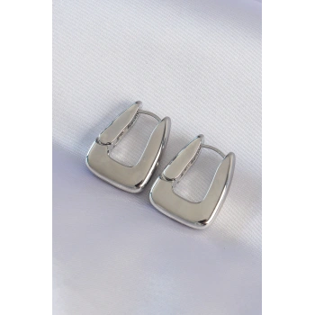 Nevamel® Pirinç Gümüş Renk Kalın Küpe 5886