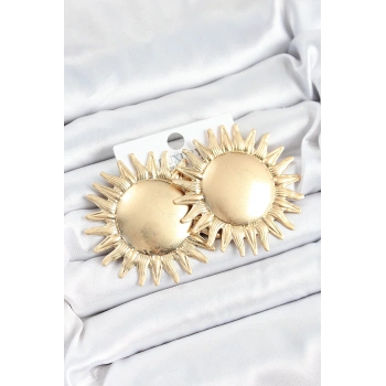 Nevamel® Pirinç Güneş Model Gold Renk Kadın Küpe 5886
