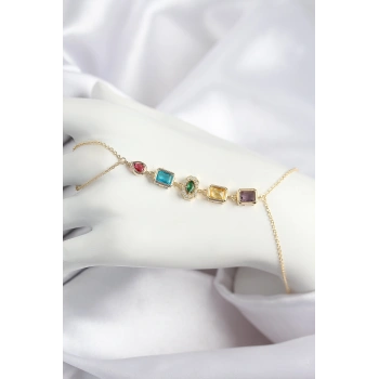 Nevamel® Pirinç Renkli Zirkon Taşlı Model Gold Renk Şahmeran 5886