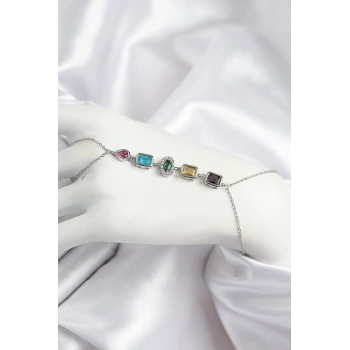 Nevamel® Pirinç Renkli Zirkon Taşlı Model Gümüş Renk Şahmeran 5886