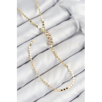 Nevamel® Pirinç Zirkon Taşlı Ezme Zincirli Model Gold Renk Y Kolye 5886