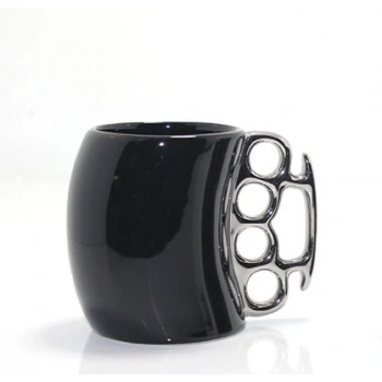 Nevamel Porselen Muşta Tasarımlı Kupa Bardak Siyah