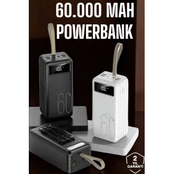 Nevamel Powerbank 60.000 MAH Dijital Göstergeli 4 Portlu Taşınabilir