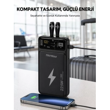 Nevamel® Powerbank Dahili Ekranlı 10000 mAh Çift Kablolu Yeni Nesil