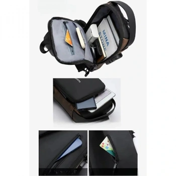 Nevamel Powerbank Destekli Erkek Ön Göğüs Çantası