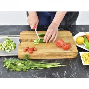 Nevamel Pratik Tepsili Ahşap Kesme Tahtası