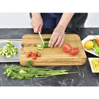 Nevamel Pratik Tepsili Ahşap Kesme Tahtası