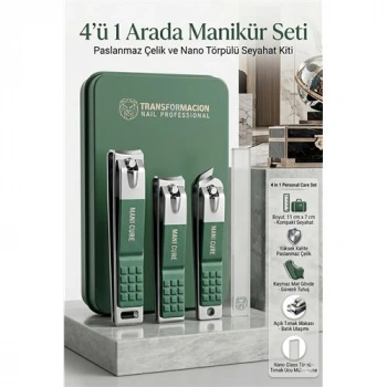 Nevamel® Profesyonel 4ü 1 Arada Manikür Seti Paslanmaz Çelik Tırnak Makası ve Nano Törpülü Seyahat Kiti 723207