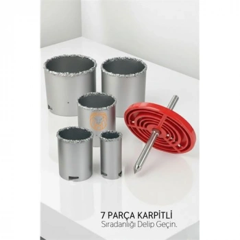 Nevamel® Profesyonel 7 Parça Elmas Karbür Buat Açma Seti - Darbeli ve Delici Uyumlu Panç Seti