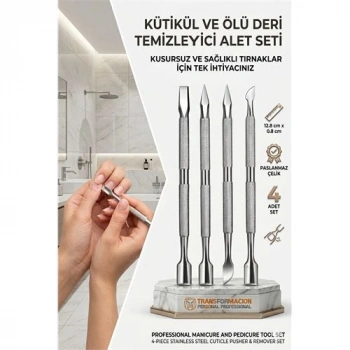 Nevamel® Profesyonel Çelik Kronk Seti Tırnak Temizleyici Et İtici  ve Temizleyici 723170