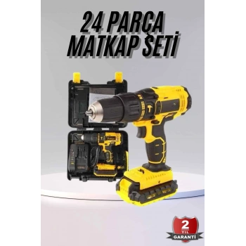 Nevamel® Profesyonel Çift Bataryalı Akülü Vidalama Şarjlı Matkap 24 Parça