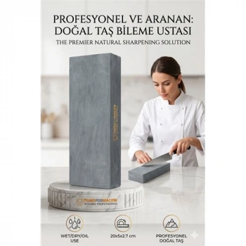 Nevamel® Profesyonel Doğal Bileme Taşı | Islak Yağlı ve Kuru Kullanım | Şef Bıçak Bileyici 723078