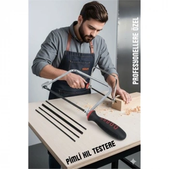 Nevamel® Profesyonel El Testeresi Kıl Testere + 5 Bıçak  Çok Amaçlı Hassas Ahşap/Metal Kesim Bıçakları