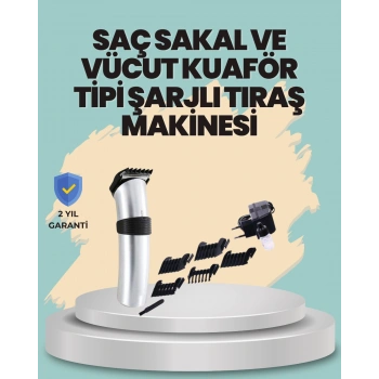 Nevamel Profesyonel Erkek Tıraş Makinesi – Kablosuz Paslanmaz Bıçaklı ve Tam Aksesuar