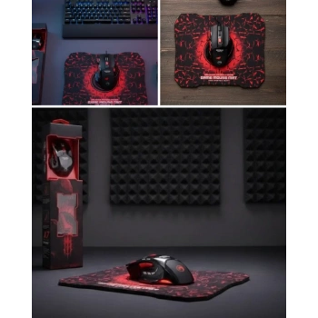 Nevamel® Profesyonel Oyuncu Mouse Seti Dokuma USB Kablolu RGB Aydınlatmalı