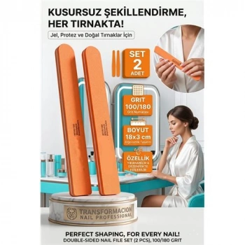 Nevamel® Profesyonel Tırnak Törpüsü 2li Set 100/180 Grit Kalıcı Oje Protez Tırnak Törpüsü 723128