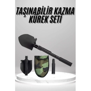 Nevamel® Pusulalı Katlanabilen Portatif Çantalı Mini Kazma Kürek Seti