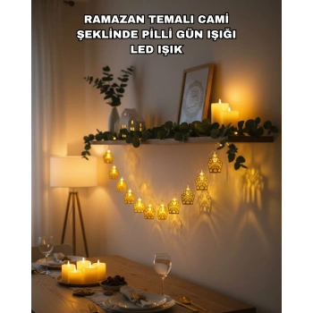 Nevamel® Ramazan Bayram Süslemesi İçin LED Işık Cami Figürlü Dekoratif Tasarım